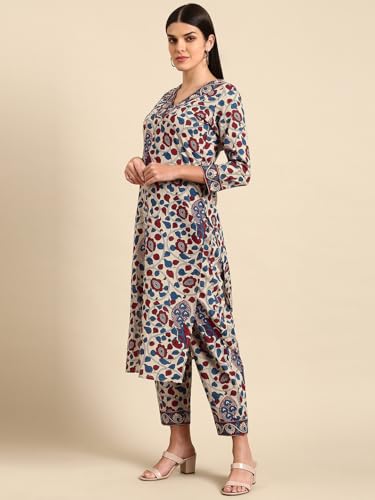 Image of ANNI DESIGNER Women's Rayon Blend Straight Printed Kurta With Pant