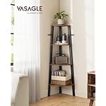 VASAGLE Corner Shelf Stand, 4-Tier Corner Bookshelf, Industrial Ladder Shelf, Plant Stand for Living Room, Office, Kitchen, Rustic Brown and Black ULLS34X - Image 2