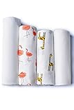 Mantas de Muselina Algodón y Bambu para Bebés Recien Nacidos marca Polar Hugs |Pack de 4 Muselinas 120x120 |Pack Incluye 2 Muselinas de Algodón y 2 Muselinas de Bambú | Muselinas Perfectas para Bebés Recién Nacidos y Para Lactancia / Arrullos |También llamadas Muselinas de Recibimiento / Paños de muselina / Mantas de Muselina | Garantía de Calidad