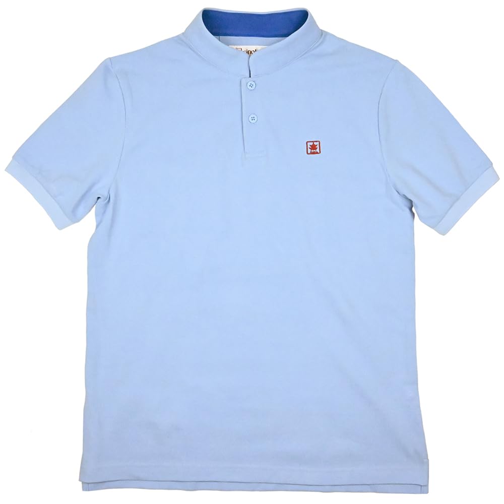Polo Piquet con Colletto Mao in Cotone Cielo/Blu, blu, S