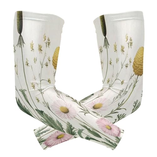 Kigai Wildflowers UV Sun Protection Arm Sleeves for Men Women Cooling Compression Sports Arm Sleeves Tattoo Cover Up