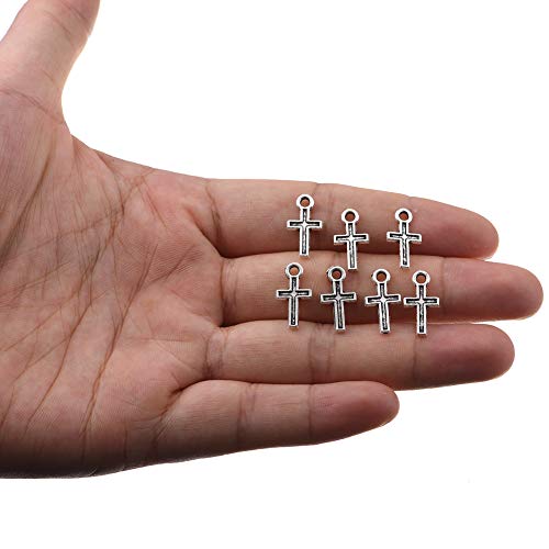 360Pcs Silver Plated Peace Cross Charms Pendants Jewelry Making Diy Charm Crafts Handmade 16X9Mm (360Mix Color) #TOP1