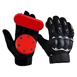 Fenteer Longboard-Slide-Handschuhe mit Slider Puck Skate-Handschuhe Verstellbare Handschlaufe für Downhill, Rot
