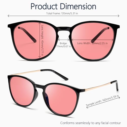 Image of Fluorescent-41 Pink Tinted Blue Light Blocking Glasses for Migraine, Light Sensitivity, Photophobia JF5002