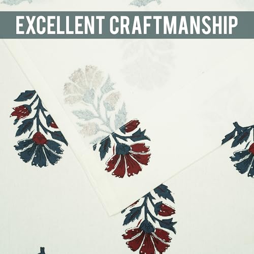 Image of Story@Home Cotton Curtain | Curtains 8 Feet Long Set of 2 | Motif Printed | Bohemian Curtain | Room Darkening | Semi Long Door Curtains for Living Room | (116 X 242 Cm, White & Maroon /Navy Blue)