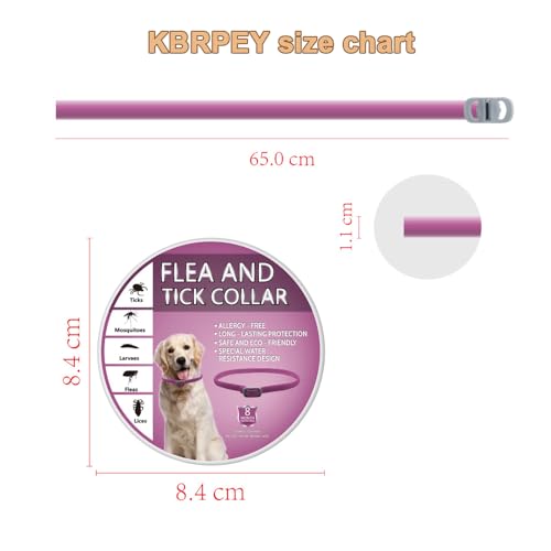 BKEPDY Hundehalsband 2 Stück Effektiver Schutz vor Ungeziefern Wasserdicht Einstellbares Floh und Zeckenschutz für Hunde Alle Größen und Rassen (Rosa)