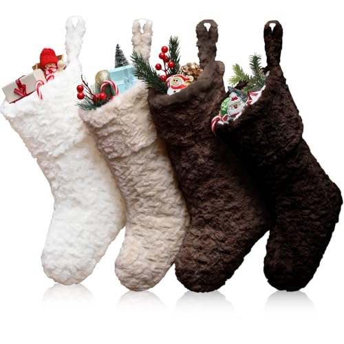 Jamntower 4 Pcs Neutral Personalized Christmas Stockings Bulk with Name