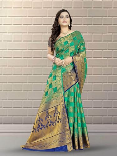 Image of Women's Banarasi Silk With Jacquard Print Saree With Blouse