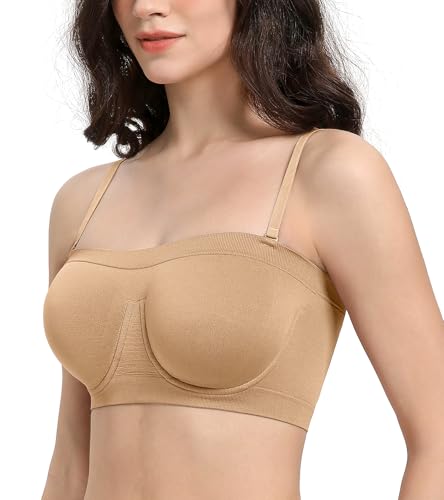 Lemorosy Women's Invisible Seamless Non-Padded Underwire Bandeau Multiway T-Shirt Bra4