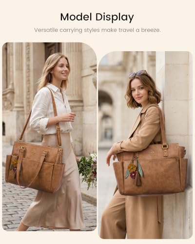 Image of LOVEVOOK Laptop Tote Bag for Women, Vintage Work Teacher Bag with Clutch