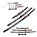 Decorative Samurai Sword Set, 3-Piece Collection with Stand, Black Scabbards, Red Wrapped Handles