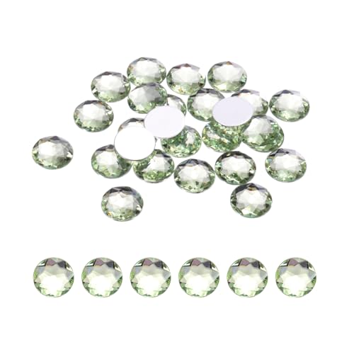 Image of MECCANIXITY Flat Back Round Acrylic Rhinestones,12mm Light Green Flatback Crystal Rhinestones for Crafts Clothes Shoes DIY Decoration Gifts 50Pcs