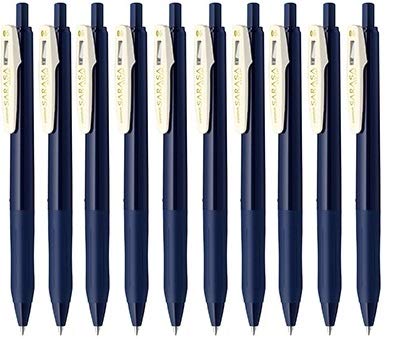 Zebra Sarasa Clip 0.5 Retractable Gel Ink Pen, Rubber Grip, 0.5mm, Dark Blue Ink, Value Set of 10