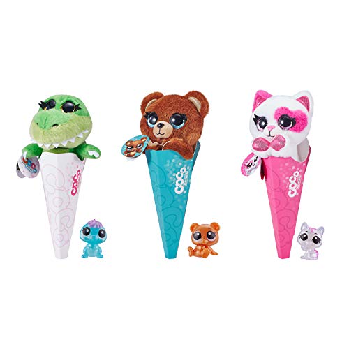 Coco Surprise Coco Cones (3 Pack) by ZURU Animal Plush Toys with Baby Collectible Surprise in Cone, Randomly Assorted Animal Toy for Girls and Kids (3 Pack)