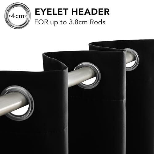 Image of Deconovo Blackout Curtains Bedroom Super Soft Thermal Insulated Curtains Blackout Eyelet Blackout Curtains for Living Room 46 x 54 Inch Black 2 Panels