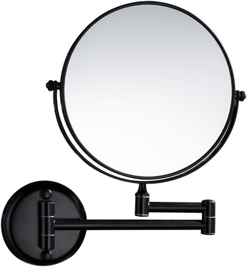 Miroir de rasage mural grossissement 10X double face orientable noir