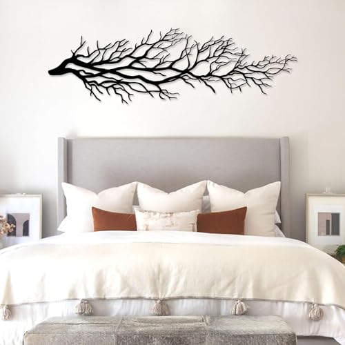 Metal Tree Branch Wall Art, Nature Wall Sculpture, Dry Ivy Home Decor Sign, Large Housewarming Gift (9"x30"|23x76cm, Gold) - Image 4