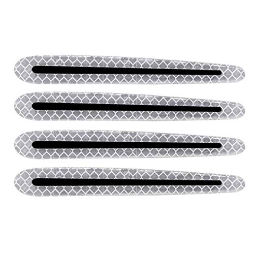Image of ZYTC 4pcs 3D Super Reflective Stickers Carbon Fiber Strips Car Side Door Edge Bumper Anti-Scratch Protection Guards Trim Stickers Universal (Door Handle Sticker White)