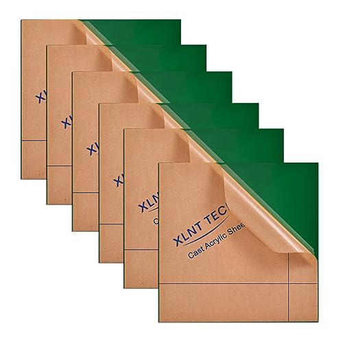 Image of 6 PCS Dark Green Cast Acrylic Opaque (no-Transparent) Plastic Sheet 8 x 8 Inch (.118 inch Thick), for Signs, DIY Projects.