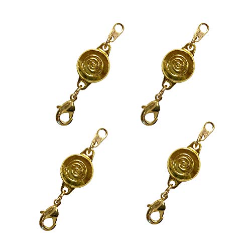 Magnetic Locking Jewelry Clasps for Necklace, Bracelet, and Anklet, Gold, Set of 4