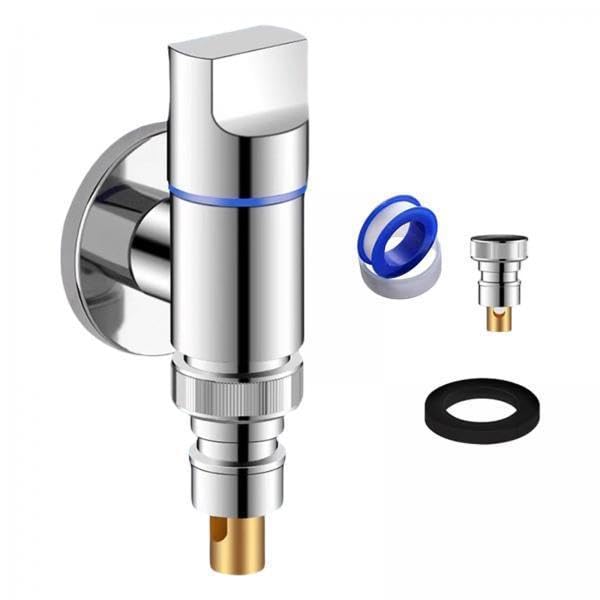 CALANDIS™ 4xWashing Machine Tap 1/2in Faucet Valve for Toilet Water Pipes Bathroom Silver-image-21