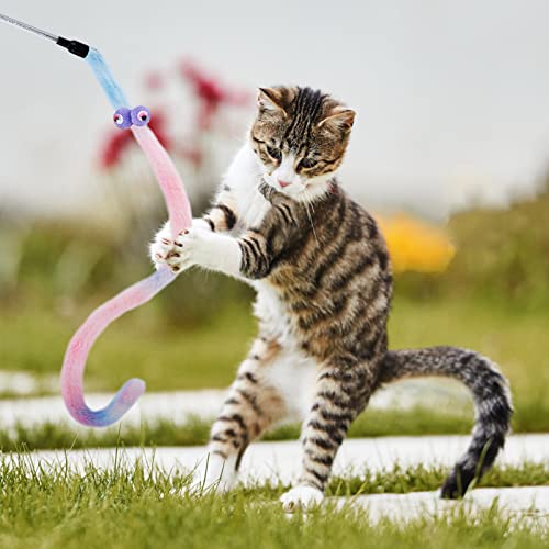 Jetczo Interactive Cat Rainbow Wand Toys, Cat Teaser Wand String Colorful Plush Spring Ribbon Charmer Stick With Bell For Indoor Cats Kittens Kitty-2 Pcs #TOP5