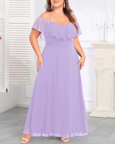 Image of Pinup Fashion Women Plus Size Bridesmaid Dresses - Off The Shoulder Formal Wedding Guest Bridal Shower Long Dress
