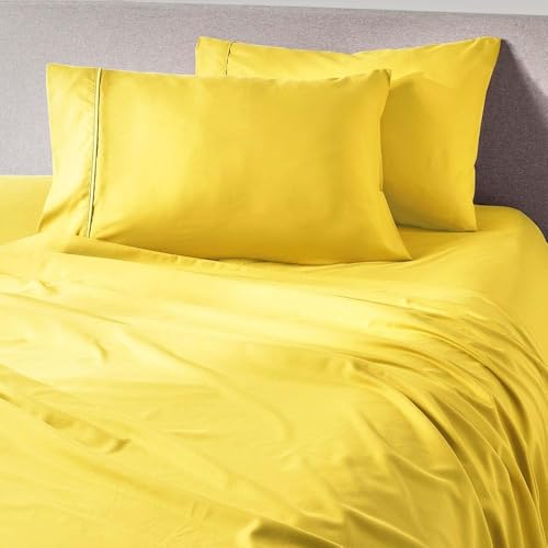 PeachSkinSheets Zesty Yellow Sheet Set - 1500tc Level of Softness - Extra Soft Cooling Sheets for Hot Sleepers and Night Sweats - California King Size