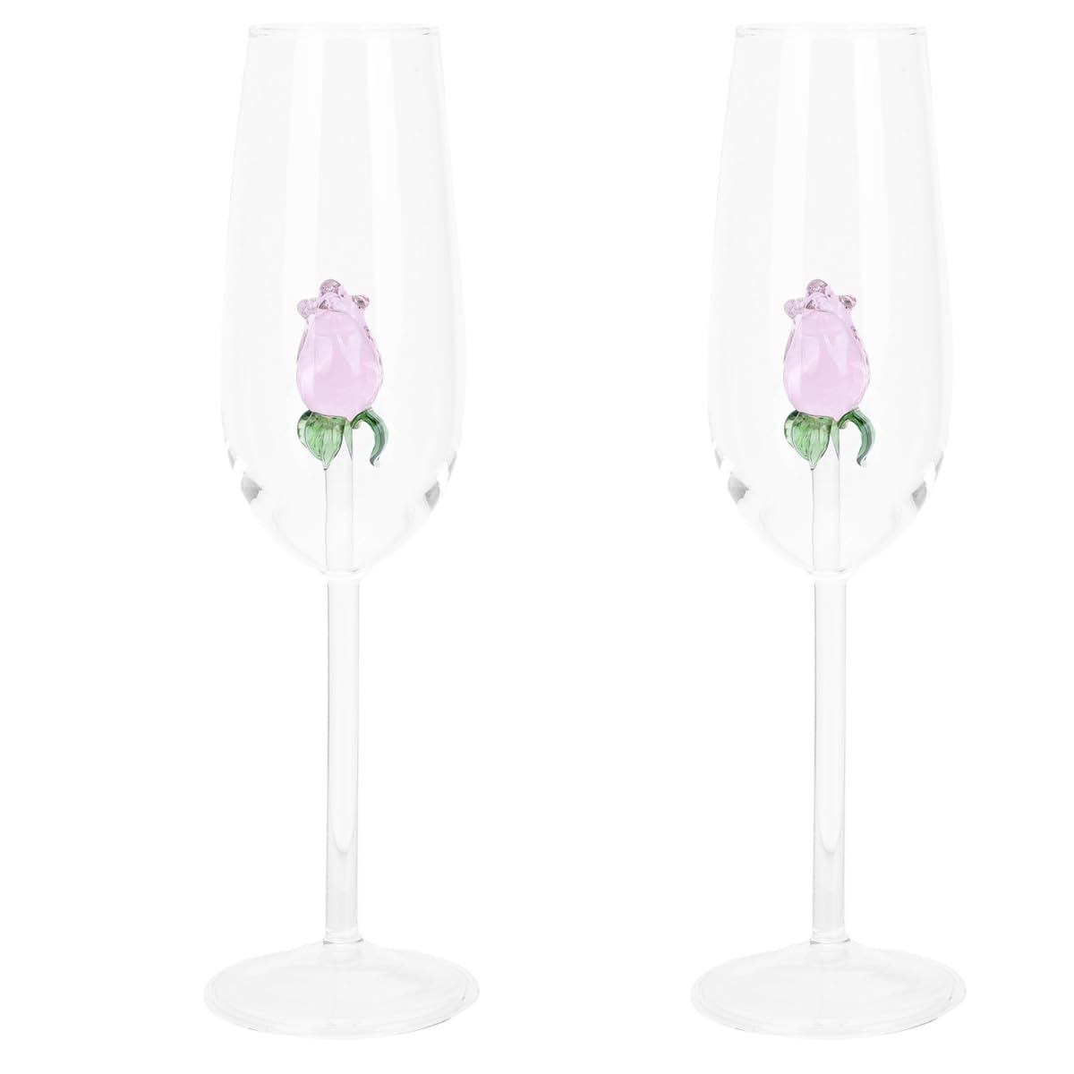 Verres à vin rose en cristal STOBAZA soufflé avec rose intérieure pour table de luxe