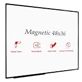 JILoffice Magnetic Whiteboard / White Board, Dry Erase Board 48 x 36 Inch, Black Aluminum Frame Wall...
