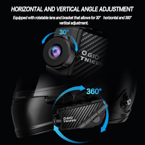 Image of TNICER Motorcycle Bluetooth Headset with Camera G10 Motorcycle Camera with EIS Helmet Bluetooth Headset 8-Way 1000m WiFi Recording Intercom with 64G Card