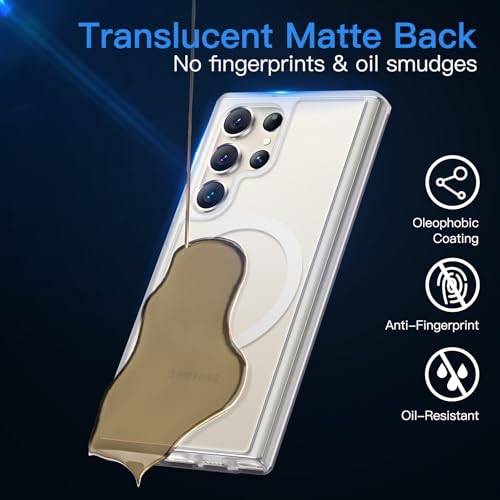 Image of JETech Magnetic Case for Samsung Galaxy S23 Ultra, Frosted Clear | Cover Compatible with MagSafe, Translucent Matte Back, Shockproof Protection