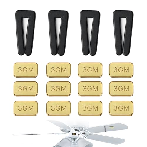YFANITI 16 Pcs Ceiling Fan Balancing Kit, 4 Sets High Calibration Blade Balance Tool Including 4 Pcs Resilient Clips and 12 Pcs Metal Self-Adhesive 3G Weight,Fan Balancing Kit