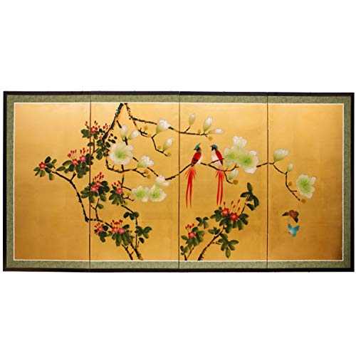 Red Lantern Love Birds on Traditional Gold Leaf