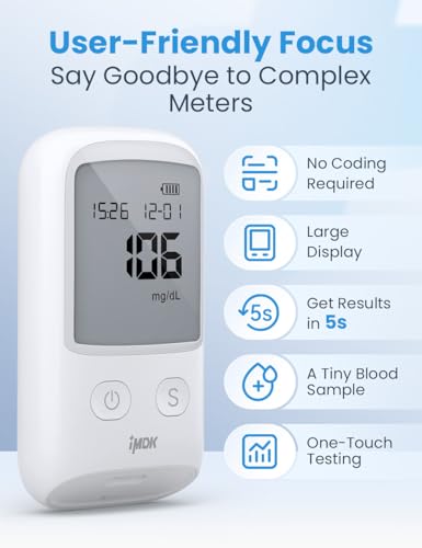 Image of IMDK Blood Glucose Monitor Kit, ๐๐น๐ถ๐ป๐ถ๐ฐ๐ฎ๐น๐น๐ ๐๐ฐ๐ฐ๐๐ฟ๐ฎ๐๐ฒ Blood Sugar Test Kit with 50 Glucometer Strips, 50 Lancets and 1 Lancing Devices, No Coding Required & Large Screen