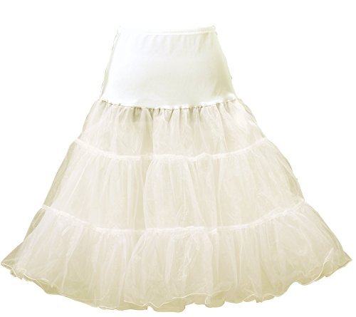 HIMRY Enagua 2 Capas de Tul y 1 Capa de Nylon, Corta Miriñaque, Crinolina Boda, tamaño N (Normal), Conveniente para el tamaño XS, S, M, L, XL, XXL, Marfil, KXB-0007 Ivory