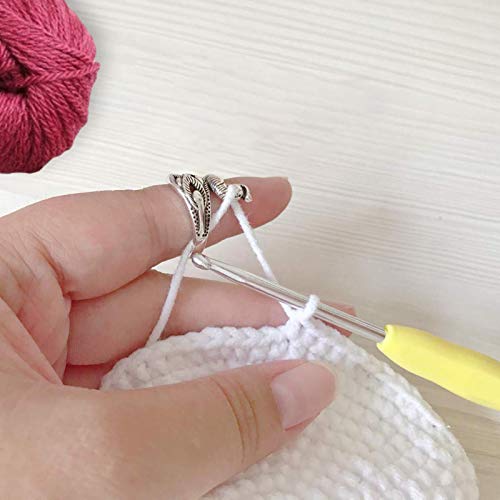 IrahdBowen Anneau De Boucle À Tricoter Anneau De Boucle De Crochet Ajustable Accessoires À Tricoter Anneau Ouvert De Paon Anneau De Dé À Tricoter pour L'artisanat De Tricot Argent Elegant Cover