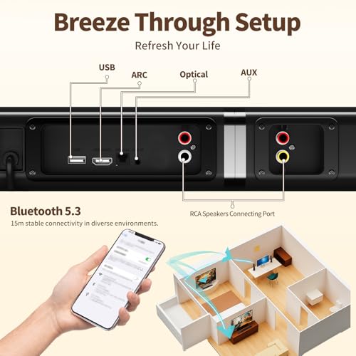 Image of LARKSOUND 2.2 CH Soundbar for Smart TV, 2-in-1 Detachable Sound Bar for TV, Gaming Monitor, Surround Sound System, Bluetooth 5.3 /HDMI-ARC /Optical /AUX Connections