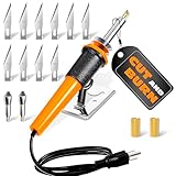 Hot Knife Cutting Tool - Reliable Easy to Use Hot Knife Plastic Cutter for Wood, Plastic, Foam, Crafts, Wires, 55' Cable, 30W Power Draw - 10 Blades, 2 Blade Holders & 1 Wood Burning Tip Included