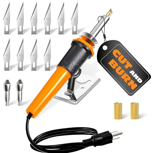 Hot Knife Cutting Tool - Reliable Easy to Use Hot Knife Plastic Cutter for Wood, Plastic, Foam, Crafts, Wires, 55" Cable, 30W Power Draw - 10 Blades, 2 Blade Holders & 1 Wood Burning Tip Included