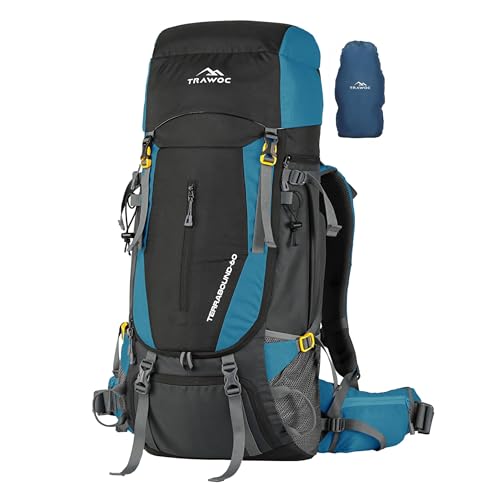 Image of TRAWOC TERRABOUND 60 Liter Camping Backpack Trekking Hiking Ruckssack Travel Bag Front & Top Loading Laptop /Rain Cover /Shoe Compartment, HK014