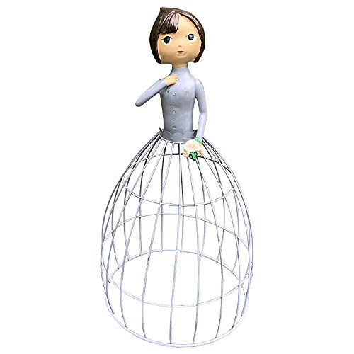 Havanadd Garden Ornament Decorative Sculpture European Style Iron Garden Decoration Ornament Gardening Cute Doll Plant Clematis Vine Climbing Flower Stand (Color : Gray, Size : 24x46cm)