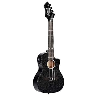 Ortega Guitars Ukulélé Concert électro-acoustique – Série Horizon – tête inversée – Okoumé (RUHZ-CE-SBK) - Les Beatles, Paul McCartney, John Lennon, RIngo Starr, George Harrison