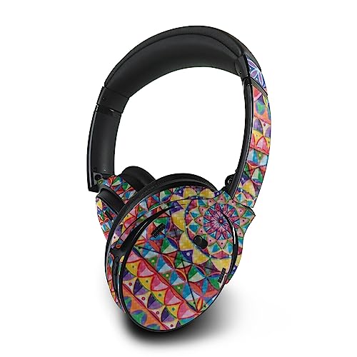 Image of MightySkins Carbon Fiber Skin Compatible with Bose QuietComfort 45 Headphones Rainbow Kaleidoscope | Protective, Durable Textured Carbon Fiber Finish | Easy to Apply