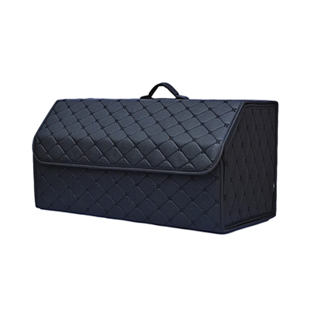 Wangsiwe Blackstyle Car Collapsible Trunk Boot Tidy Storage Organiser Box For Land Rover Range Rover Discovery Evoque Pu Leather Waterproof Multifunctional With Lid Foldable Organize,Black Style-L