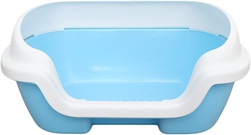 UKCOCO Caja de arena para inodoro para gatos bandeja de arena semicerrada para gatos con cuchara bandeja de arena de plástico para gatos cómoda caja