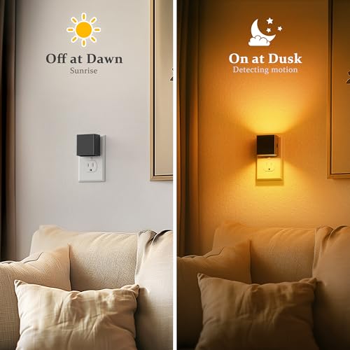 Image of JandCase Night Light, Automatic Night Lights Plug into Wall, 2 Pack Modern Night Lights with Auto Light Sensor, Amber Brightness Adjustable Nightlight for Kids Bathroom Hallway Kitchen Bedroom Decor