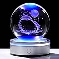 Movdyka 3D Crystal Ball Dolphin Gifts for Women Couples, Laser Dolphin Statue Lamp Glass Animals Figurines Home Decor Snow Globes Dolphin Gifts for Girls on Birthday Christmas Anniversary - 3.15"/8CM