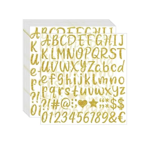 Pevlkawr 8 Hojas Pegatinas De Letras Brillantes Letras Adhesivas Pegatinas Numeros Adhesivos Doradas Para Buzón,diy, Álbumes De Recortes, Gorra De Graduación, Botella De Agua, Buzones, Coche