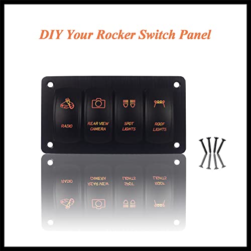 Image of 4 Way Customize Rocker Switch Amber Backlit Multi Function Toggle Switch Panel for Marine Yacht RV UTV ATV SXS Side by Side Dashboard IP66